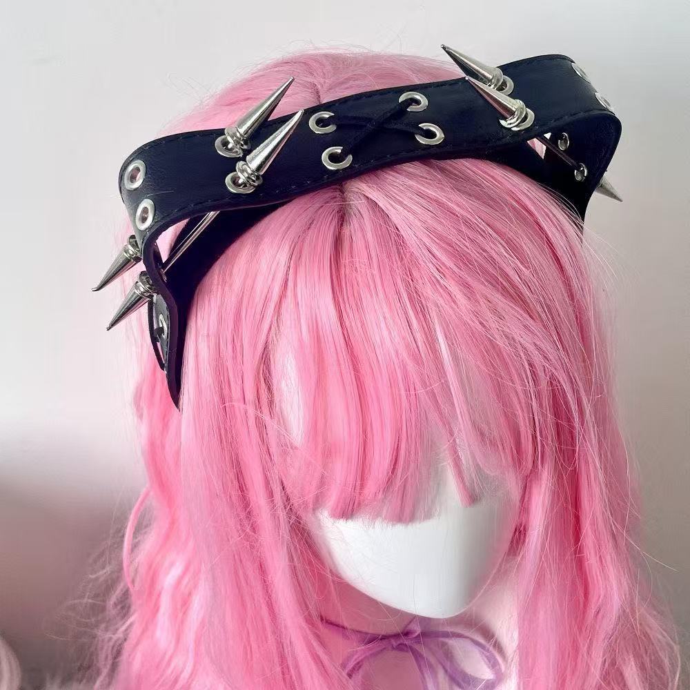 Ring Toss Outdoor - Punk Harajuku Rivet Headband, Y2K Alt